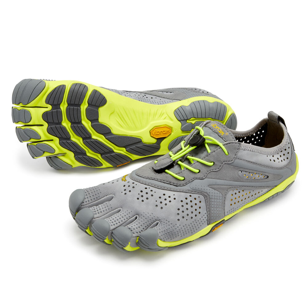 Vibram Fivefingers V-Run Mens Training Shoes Grey/Yellow Australia (SXO895634)
